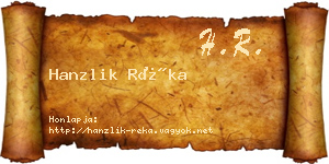 Hanzlik Réka névjegykártya